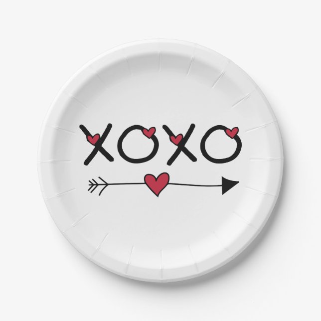 XOXO Valentines Paper Plate (Front)