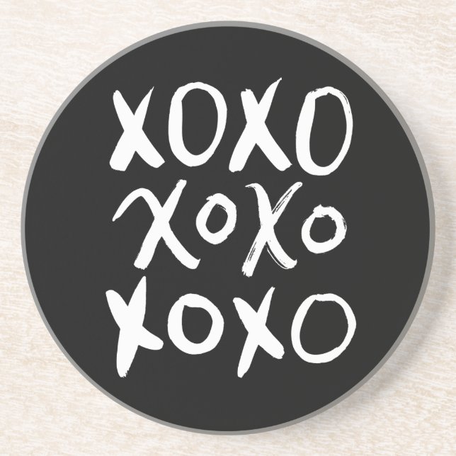 XOXO | White Brush Script Coaster (Front)