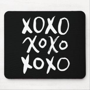 XOXO   White Brush Script Mouse Pad