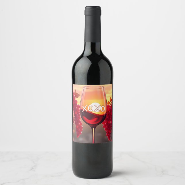 XOXO Wine Design: Celebrate Love and Elegance Wine Label (Front)