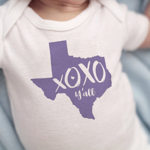 XOXO, Y'all - Periwinkle Purple Texas State Shape Baby Bodysuit