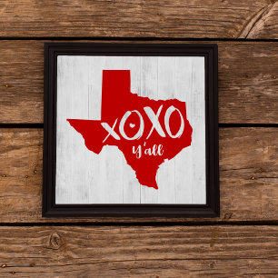 XOXO, Y'all - Red Texas State Shape Poster