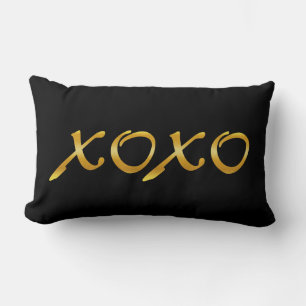 XOXO's in Gold & Black Lumbar Pillow