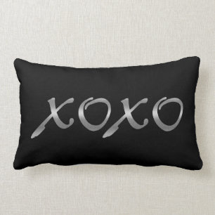 XOXO's in Silver & Black Lumbar Pillow