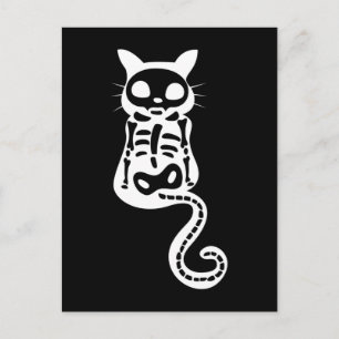 Xray Cat Kitten Skeleton Halloween Postcard