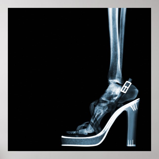 XRAY HIGH HEEL LADY SKELETON FOOT  BLUE POSTER (Front)