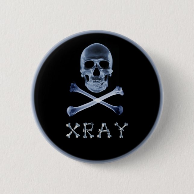 XRAY PIRATE Flag RADIOLOGY JOLLY ROGER 2 Inch Round Button (Front)