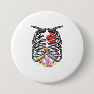 XRay Skeleton Candy Shirt  Halloween Rib Cag 3 Inch Round Button