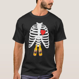 Xray Skeleton Rib Cage Beer Bottle Mug Halloween D T-Shirt