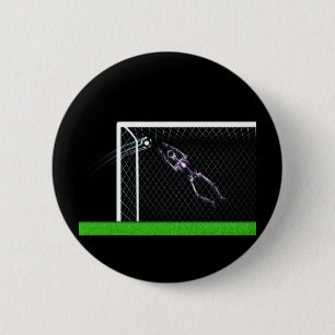 XRAY SKELETON SOCCER GOALIE ORIGINAL 2 INCH ROUND BUTTON