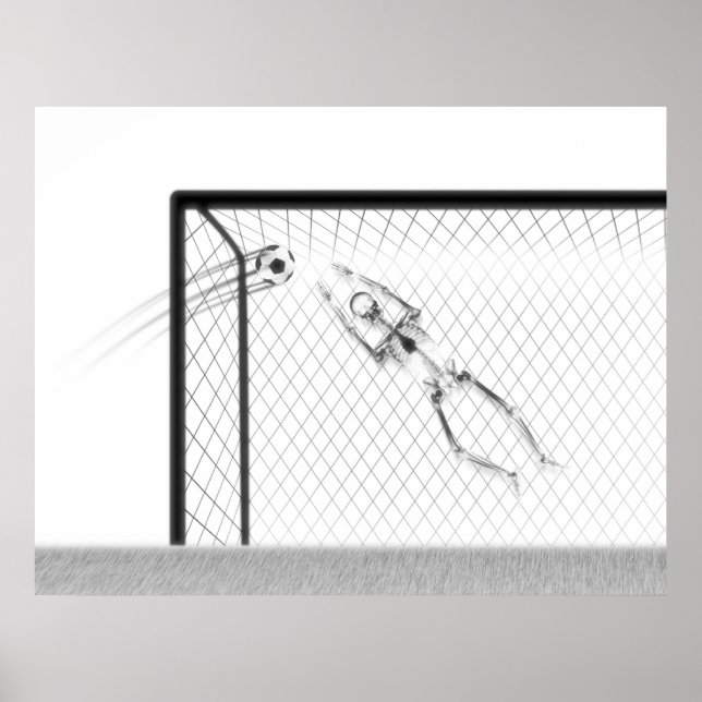 XRAY SKELETON SOCCER GOALIE WHITE BLACK POSTER (Front)