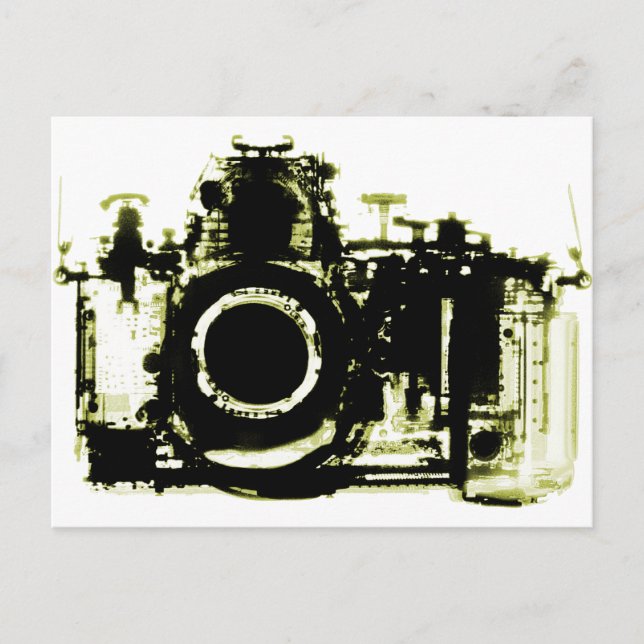 XRAY VISION CAMERA BLACK YELLOW POSTCARD (Front)