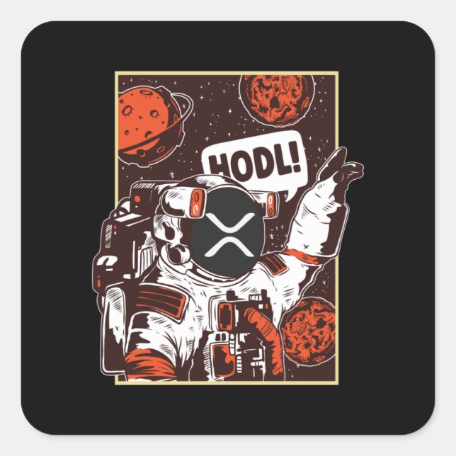 XRP Crypto Astronaut Square Sticker (Front)