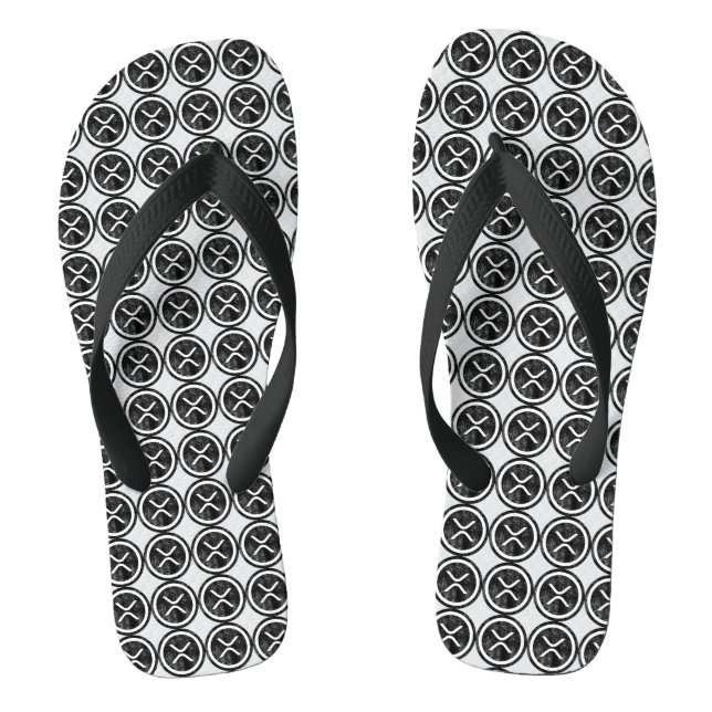 XRP Distressed Black Coin Logo  Flip Flops (Footbed)