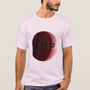 xrp, ondulation, T-shirt rouge de logo de lune