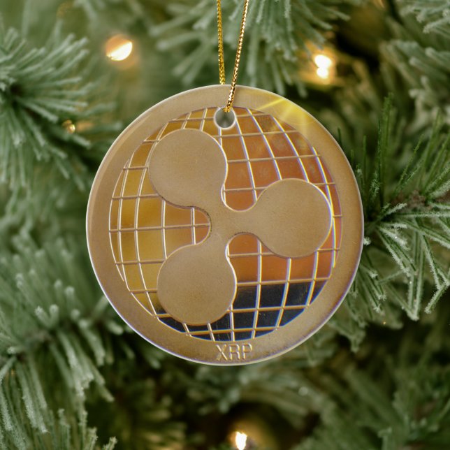 XRP Ripple Gold RoundOrnament Ceramic Ornament (Tree)