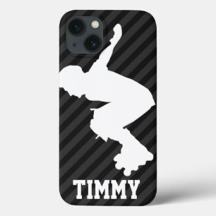 Xtreme Skating; Black & Dark Gray Stripes iPhone 13 Case