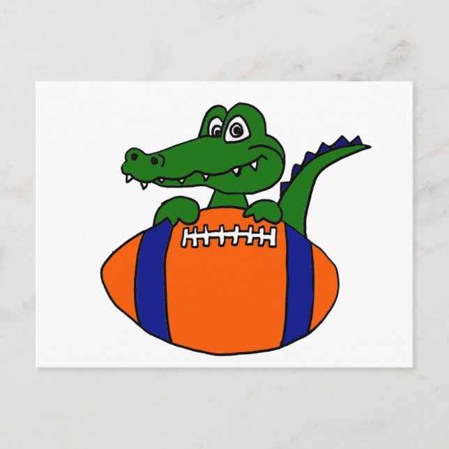 XX- Awesome Gator on a Football Cartoon Postcard (Front)