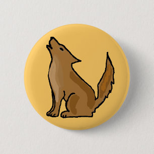 XX- Awesome Howling Coyote 2 Inch Round Button