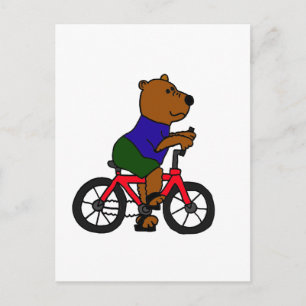 XX- Bear Bicycling Cartoon Postcard