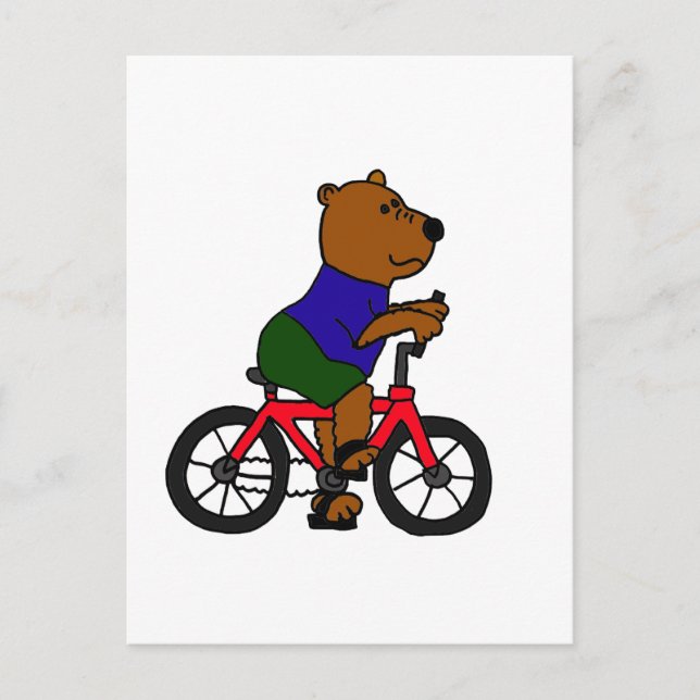 XX- Bear Bicycling Cartoon Postcard (Front)