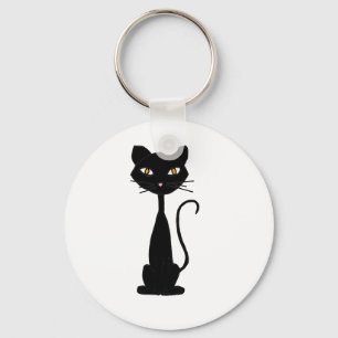 XX- Black Kitty Cat Art Design Keychain
