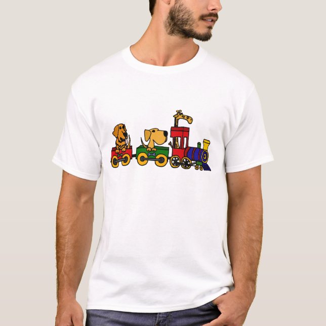 XX- Cartoon Train with Dogs and Giraffe T-Shirt (Front)