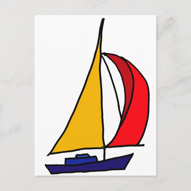 XX- Colourful Sail boat Postcard (Front)