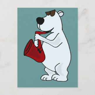 XX- Cool Polar Bear Playing the Saxophone Cartoon Postcard