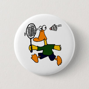 XX- Duck Playing Badminton Cartoon 2 Inch Round Button