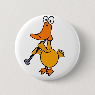 XX- Duck Playing the Clarinet 2 Inch Round Button