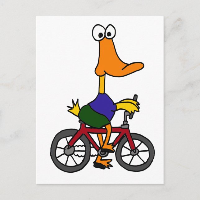 XX- Duck Riding Bicycle Cartoon Postcard (Front)