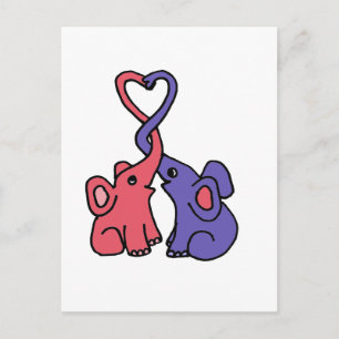 XX- Elephant Love Cartoon Postcard