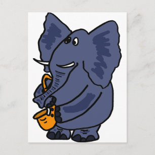 XX- Elephant Playing Saxophone Postcard