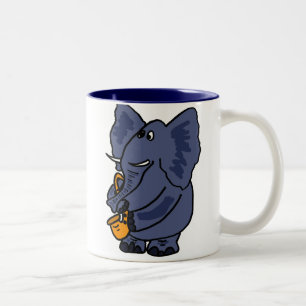 XX- Elephant Playing Saxophone Two-Tone Coffee Mug