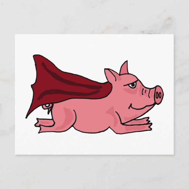 XX- Flying Super Pig Cartoon Postcard (Front)