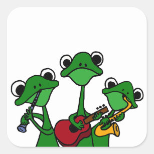 XX- Frogs Playing Music Cartoon Square Sticker