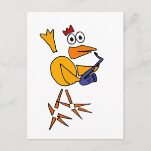 XX- Funny Chicken Playing Saxophone Abstract Art Postcard