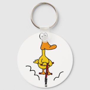 XX- Funny Duck on a Pogo Stick Keychain