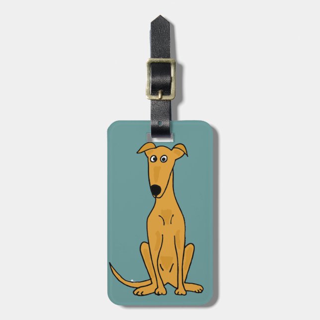 XX- Funny Greyhound Dog Cartoon Luggage Tag (Front Vertical)