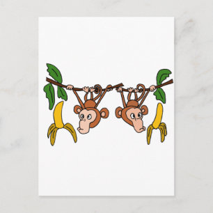 XX- Funny Hanging Monkeys Postcard