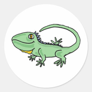 XX- Funny Iguana Cartoon Classic Round Sticker