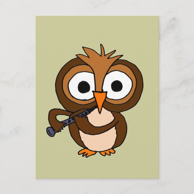 XX- Funny Owl Playing the Clarinet Postcard (Front)