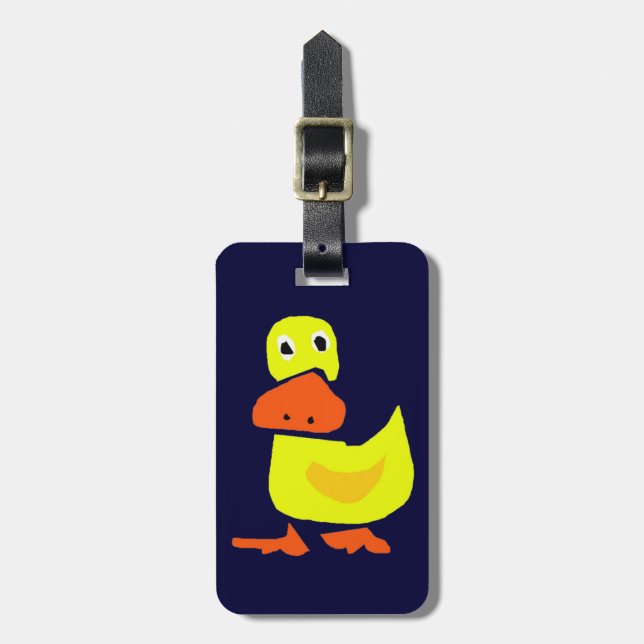 XX- Funny Primitive Art Duck Luggage Tag (Front Vertical)