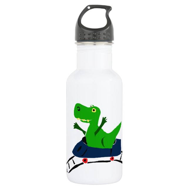 XX- Funny T-rex Dinosaur on Roller Coaster Art 532 Ml Water Bottle (Front)