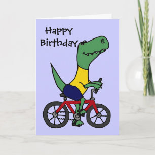 XX- Funny T-rex Dinosaur Riding Bicycle Card
