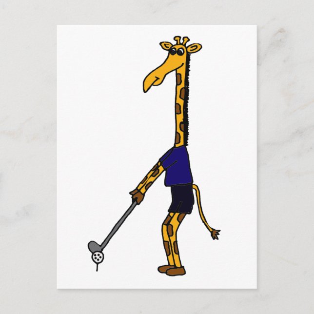 XX- Giraffe Playing Golf Design Postcard (Front)
