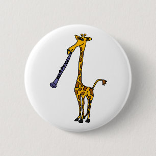 XX- Giraffe Playing the Clarinet 2 Inch Round Button
