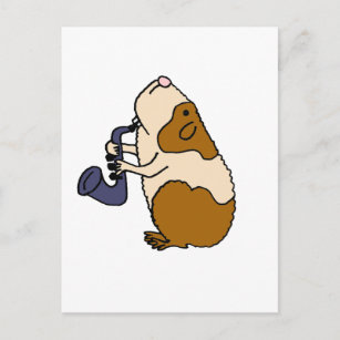 XX- Guinea Pig Playing the Saxophone Postcard