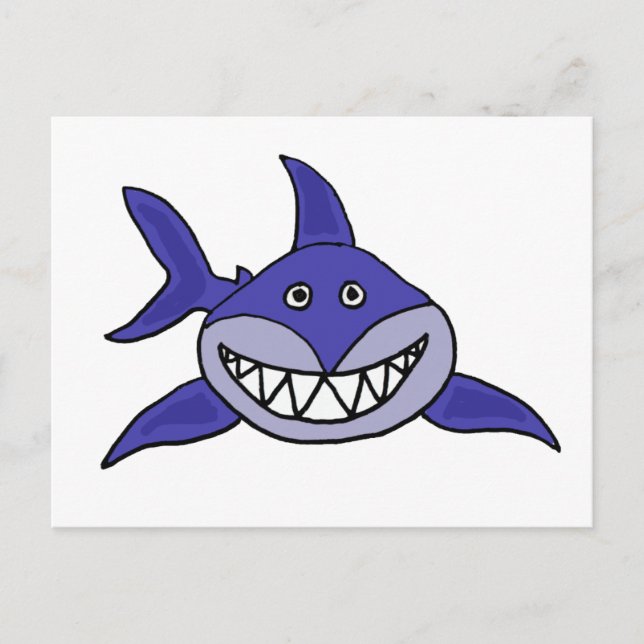 XX- Hilarious Grinning Shark Cartoon Postcard (Front)